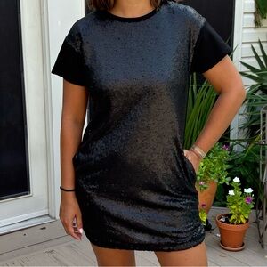 Sequence tshirt dress with pockets